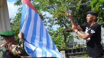Bintang Kejora dikibarkan di depan kantor ULMWP Vanuatu