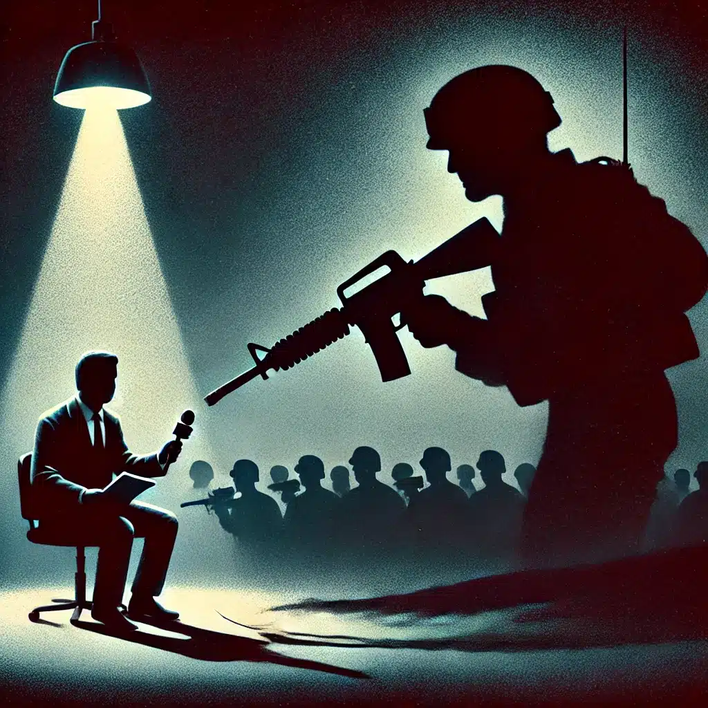 Ilustrasi ancaman oleh militer kepada jurnalis.