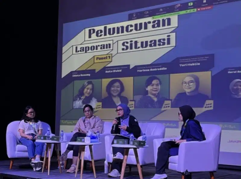 Southeast Asia Freedom of Expression Network atau SAFEnet meluncurkan laporan situasi hak-hak digital Indonesia 2024 berjudul “Tergencet Estafet Represi di Internet” di Taman Ismail Marzuki, Jakarta, Sabtu (15/2/2025). - IST