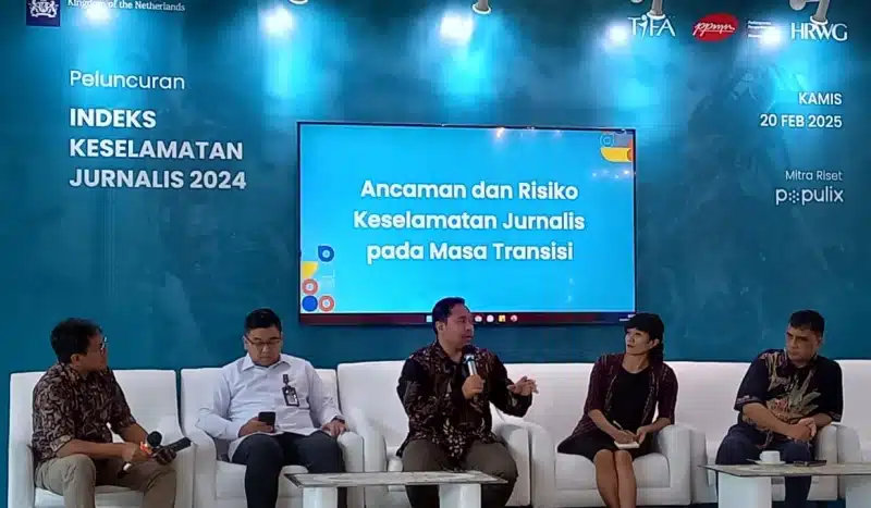 Yayasan Tifa, Perhimpunan Pengembangan Media Nusantara (PPMN), dan Human Rights Working Group (HRWG) meluncurkan skor terbaru Indeks Keselamatan Jurnalis di Indonesia. - IST