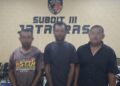 Tiga terduga pelaku Pencurian dan Penadah  Patung Burung Kasuari di Kantor Gubernur Papua Barat -Jubi-/dok Tim Jatanras, Subdit III Ditreskrimum