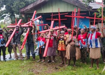 Salib merah KNPB Mimika